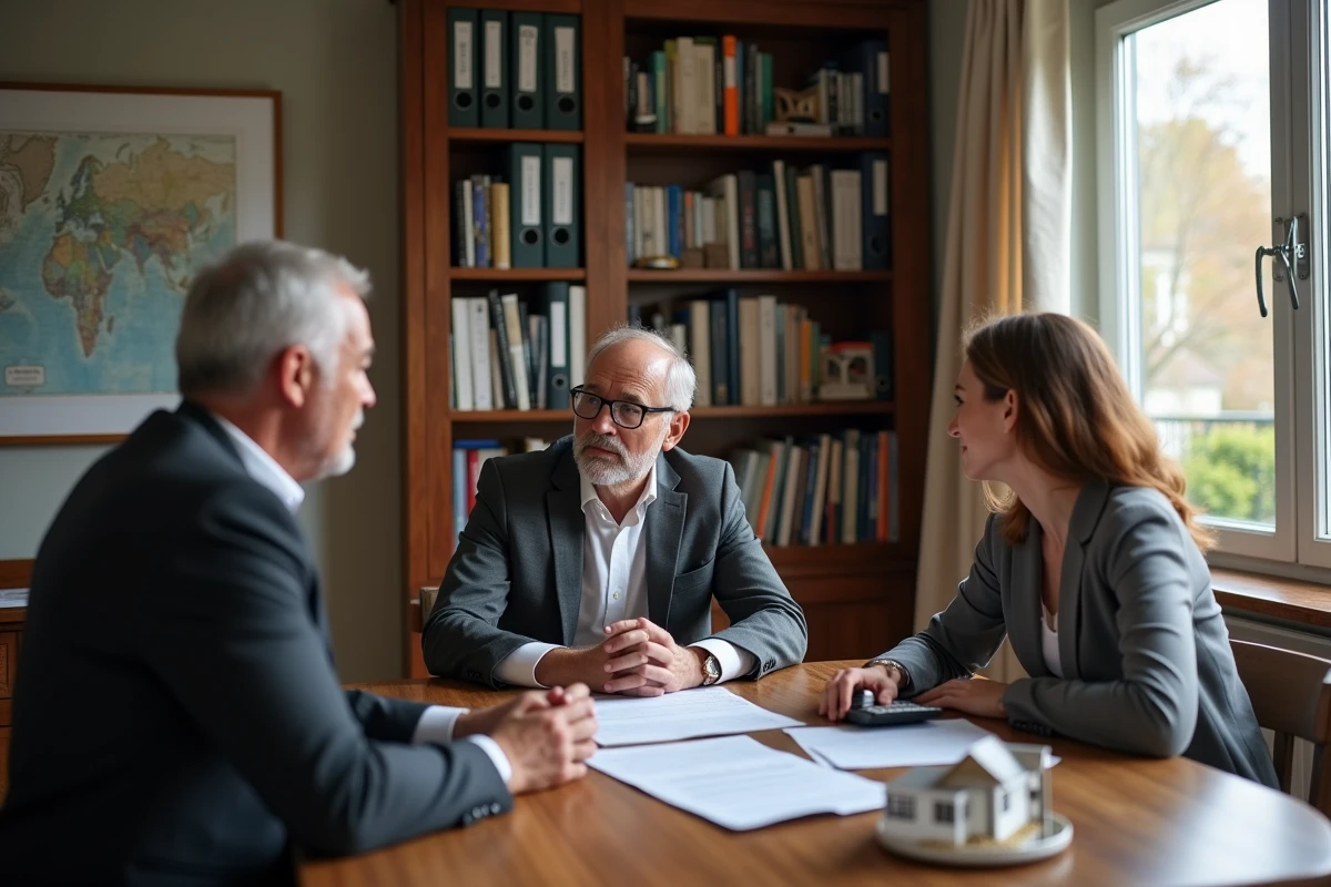 Conseiller immobilier présentant les avantages de la mise en location d'une maison à des propriétaires