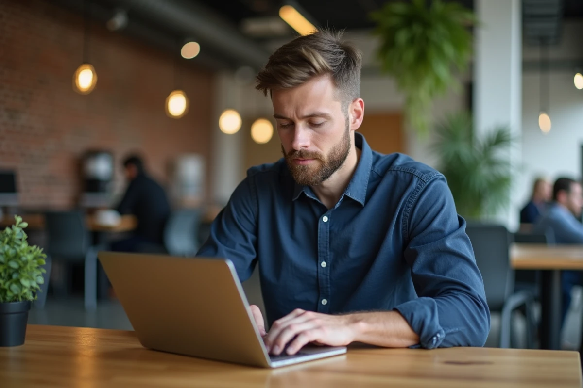 Homme portant la même chemise deux jours consécutifs dans un espace de coworking moderne