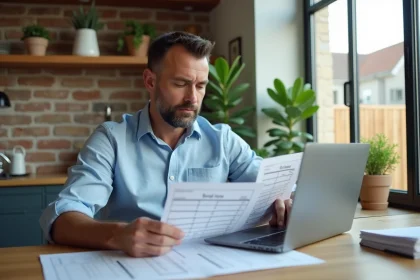 Propriétaire analysant la rentabilité de sa maison en location sur un ordinateur portable